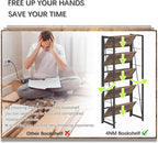 4NM No Assembly Folding Bookshelf, 5-Shelf 62.2" H Collapsible Foldable Bookcase Storage for Small Spaces, Rustic Brown and Black