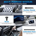 Handheld Vacuum Cordless, 15000PA Strong Suction Hand Held Car Vacuum Cleaner Rechargeable, Portable Hand Vacuum with Multi-Nozzles & Washable Filter for Home Office, Car, Pets