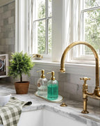 JASAI 2PACK 18Oz Fluted Glass Soap Dispenser with Golden Rust Proof Pump, Refillable Kitchen soap Dispenser with Vertical Stripe, Bathroom Soap Dispenser for Dispense Hand soap, Dish Soap, Lotion.