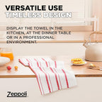 Zeppoli Classic Kitchen Towels - 6 Pack 100% Natural Cotton Towel Set, Reusable Wash Cloths, Absorbent Dish Towels, Machine Washable Hand Towels, Kitchen Essentials, 20� x 28� - Red VAR