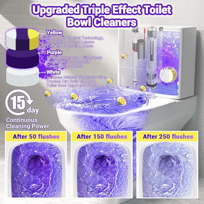 54 Pack Toilet Bowl Cleaners, 36PCS Upgraded Triple Effect Toilet Bowl Tablets with 18PCS Toilet Tank Cleaners Tablets with Bleach, Toilet Cleaners for Deodorizing&Stain Removal(54 Pack)