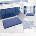 Yimobra Large Bath Mat 36"x24", Super Soft Quick Dry Memory Foam Bathroom Rug, Water Absorbent, Non Slip Backing Machine Washable for Tub Shower, Thick Comfort Support, Navy Blue