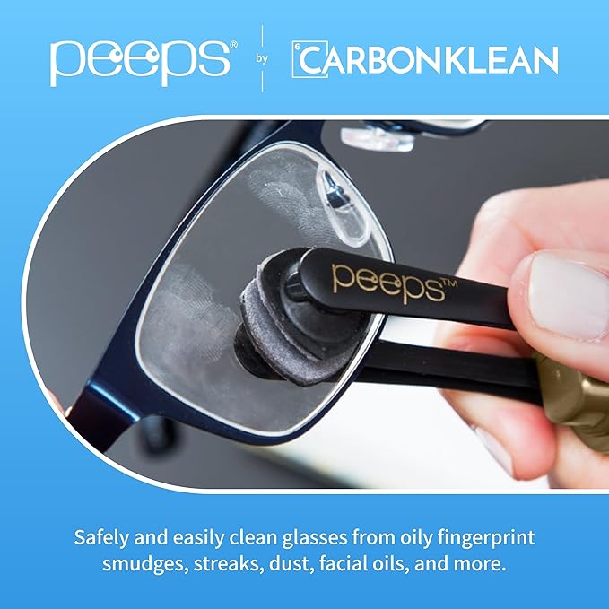Peeps Glasses Cleaner - for Eyeglasses, Reading Glasses, and More - Lens Cleaner with Carbon Microfiber Tech - Injected White - 3 Count (Pack of 1)