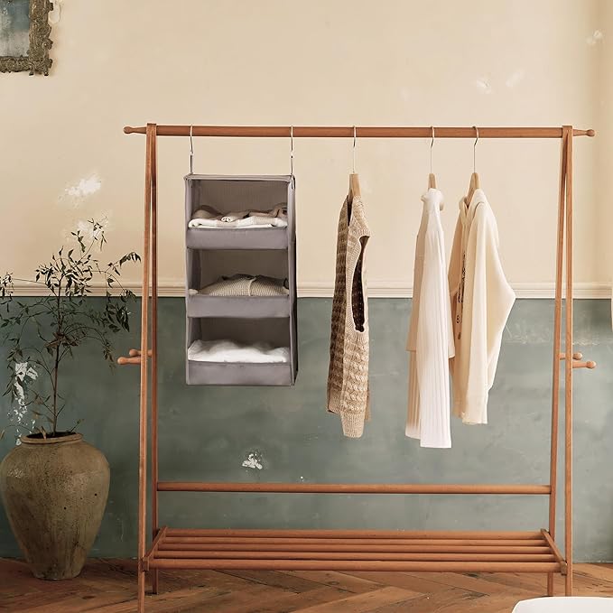 GRANNY SAYS 3-Shelf Hanging Closet Organizer and Storage, Collapsible Hanging Closet Shelves, Hanging Organizer for Closet & RV, Gray, 29 ½" H X 12" W X 12" D, 1-Pack