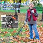 Heavy Duty Garden Leaf Rake-Adjustable Metal Rake with 8-17" Expandable Head,Yard Rakes for Leaves,Grass,Lawns,Shrubs,Flower Beds,Camping,Outdoor Cleanup,Ideal for Women & Kids