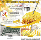 Plastic Leaf Rake - Lightweight Lawn & Garden Rake for Women, Seniors & Kids,16.5" Wide Yard Rake for Leaves, Grass & Pine Needles, Adjustable Handle 35–65"