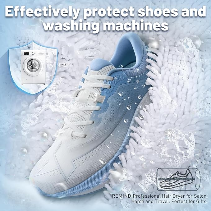 XXL Shoe Washing Machine Bag, Laundry Shoe Bag for Washer and Dryer, Laundry Shoe Bag Protect Sneaker, Running Shoes, Bras, Delicates and Toys, Includes 2 Shoes (White 2 Pack)