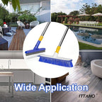 ITTAHO 12" Wide Floor Scrub and Grout Brush Set With Long Extendable Handle - Stiff Bristle Heavy Duty Cleaner for Tile, Deck, Garage, Kitchen, Bathroom