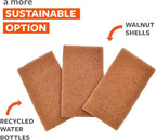Full Circle Neat Nut – Walnut Scour Pads, Pack of 3 – Dual-Sided Non-Scratch Dish Scrubbers Made with Plant-Based & Recycled Materials, Durable Kitchen Cleaning Supplies