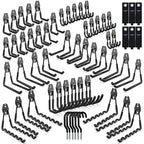 3-H Garage Wall Hooks 60 Pack, Heavy Duty Garage Hooks with Extra Welding Spots, Wall Mount Storage Organizer for Hanging Garden Lawn Tools, Ladder, Bike, WeedEater, Chair, Shovel, Blower (Black)