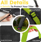 Tiller Cover, Rototiller Covers, 420D Silver-Coated Waterproof Fabric, Adjustable Drawstring Hem, Green Handle & Rear Waist Band – Fits Most Tillers (Black, Cordless Tiller Cover)