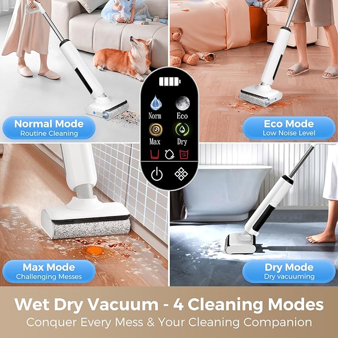 Wet Dry Vacuum Cleaner, 180°Lie-Flat Vacuum Mop All in One with Auto Self-Cleaning, Smart Floor Cleaner Machine for Hard Floor, 35 Mins Runtime, Edge Cleaning, Self-Propelled Vacuum Mop Combo