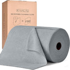 KitchLife Microfiber Cleaning Cloth Roll, 100 Pack - Tear-Away Microfiber Paper Towels, Lint-Free, Reusable, Washable for Kitchen, Car, Dishes, and Sensitive Surfaces (Grey)