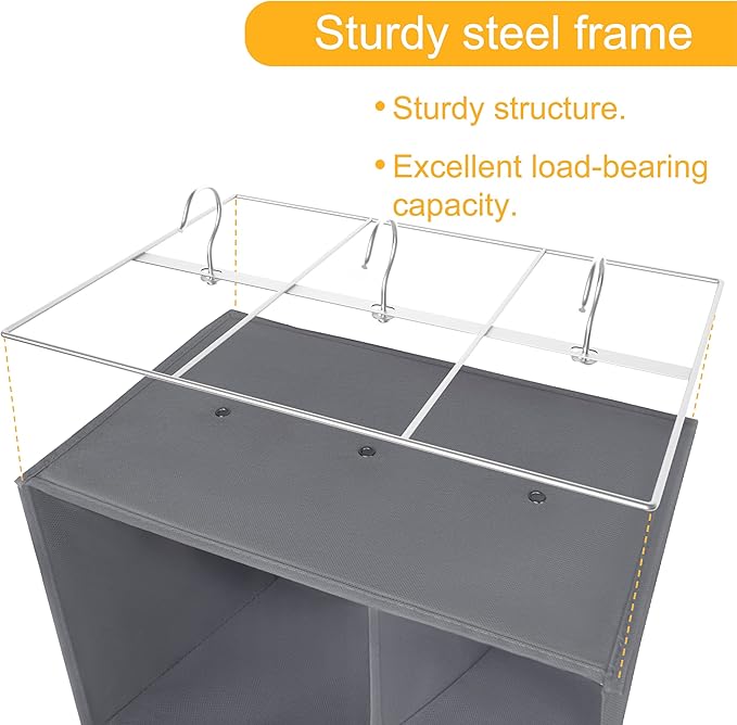 Libeder Shoe Organizer for Closet, 15 Shelf Hanging Closet Storage Shelves - 10 Shoe Rack Organizer and 5 Compartment for Clothes with 6 Side Mesh Pockets for Scarves Socks,Gloves Grey