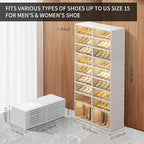 9-Tier Foldable Shoe Rack Organizer for Closet,36Pairs Collapsible Plastic Shoe Shelf,Large Shoes Cabinet with Door,Clear Stackable Storage Box Easy Assembly