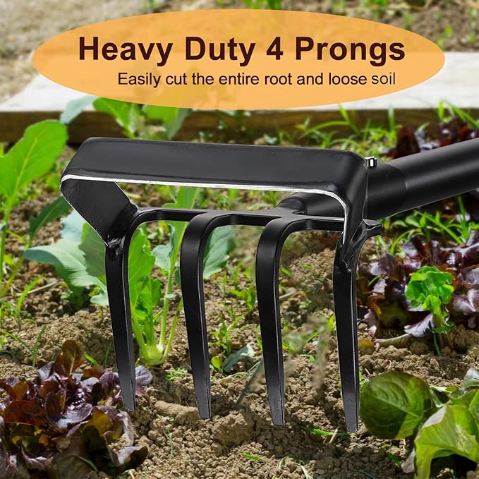 Garden Hoe for Weeding, Heavy Duty Hoe Garden Tool, 62" Long Handle Stirrup Hoe Cultivator, 2 in 1 Action Scuffle Hula Push Pull Hoe Manual Weeder for Gardening Landscaping Loosening Soil