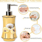 Zahari Home 4pc Poppy Fields Yellow Bathroom Accessories Set Hand Soap Dispenser, Tumbler, Tooth Brush Holder and Soap Dish Modern Contemporary Decor Complete Bathroom Sets with Shower Curtains