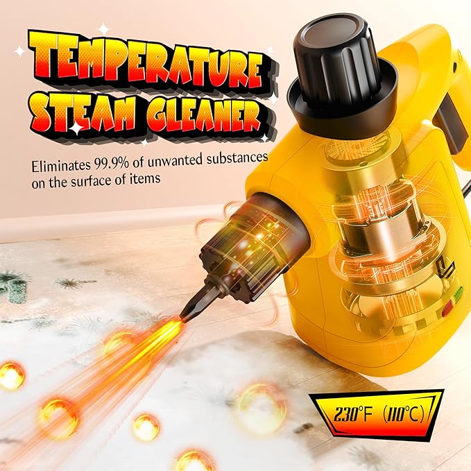 Handheld Steam Cleaner for Home,Couch,Floors,Upholstery and Grout, Pressurized Steamer Cleaning with 10pcs Accessories for Home Use, Multi-Purpose Deep Cleaning Steamer for Car/Toy/Tile/Grout/Window