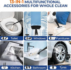 LABIGO Steam Cleaner, Pressurized Handheld 13pcs Multi-Purpose Natural Deep Cleaning Steamer, Portable Steamer for Cleaning Home, Grout, Kitchen, Car, Window, Upholstery, Bathroom and Clothes, White