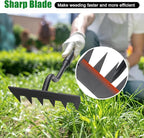 Weed Puller Tool, Garden Weeding Rake Tools with Detachable Long Handle, 56 inch Weed Remover Gardening Hand Tool for Lawn, Yard, atio and Backyard (6 Tines)