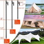 4 Pack Tent Stakes Heavy Duty Metal Tent Pegs for Camping Steel Tent Stakes 12 inch Unbreakable and Inflexible