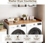 Washer Dryer Countertop, 54.3" x 27.6" Wooden Laundry Countertop with Edge Rails, Washer and Dryer Topper for Laundry Room Organization and Storage