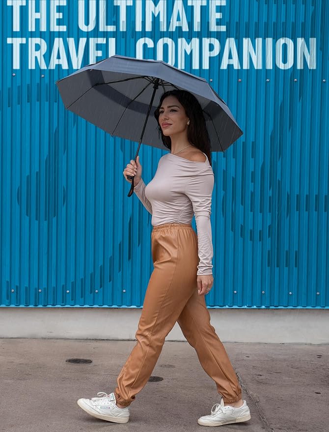 REPEL Windproof Travel Umbrella - Compact & Withstands Winds up to 85MPH , Strongest Premium Auto Folding Umbrella for Rain and Sun - Durable, Light & Portable for Women & Men , Fits Backpack & Cars