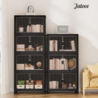 Jalove 50QT Plastic Storage Bins with lids, Stackable Collapsible Storage Containers with Wheels, Closet Organizer and Storage Drawers, Clothes Storage Cabinet for Home Office Garage, 3 Pack Black