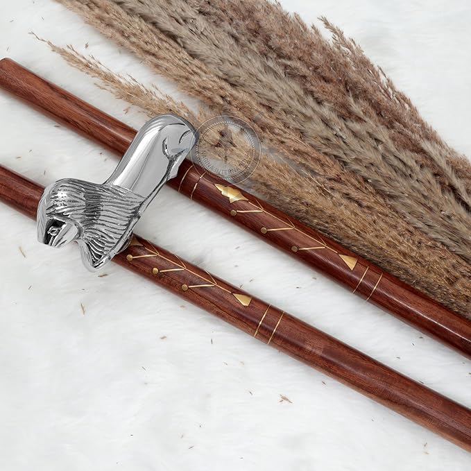 Deluxe Walking Sticks | Rosewood Crafted Cane with Solid Brass Chrome Decorative Bars | Nagina International