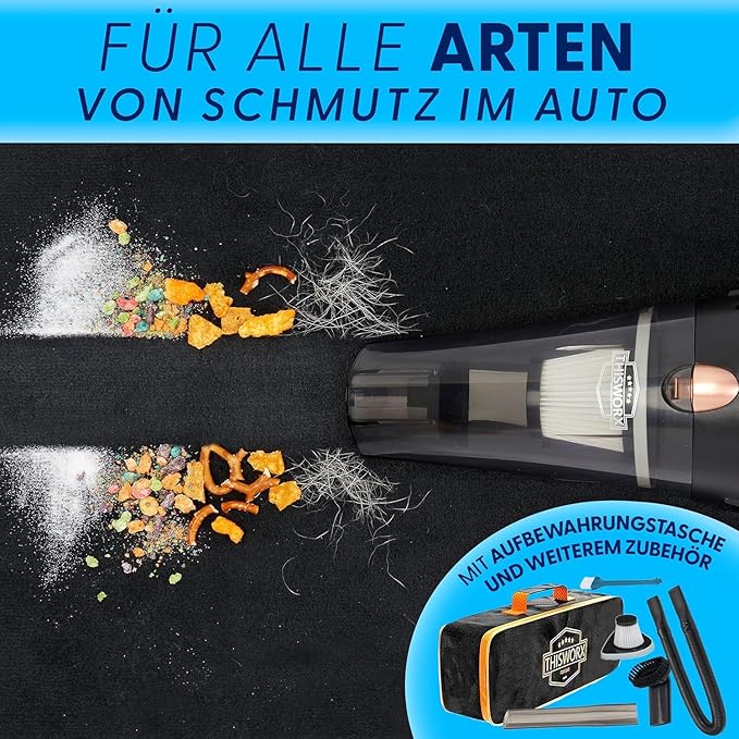 ThisWorx Car Vacuum Cleaner - Portable Handheld Mini Vacuum Cleaner W/ 16ft Cord, Bag, & Attachments - Small Vacuum for Car, RV, Boats, Travel