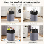 Laundry Basket,Woven Cotton Rope Laundry Hamper,Versatile Storage for Dirty Clothes,Baby Toys,and Blankets in Bathroom, Nursery,and Living Room (Black, 40L)