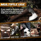 Dream Reach 14.5"" Camping Hatchet with Sheath, Bushcraft Axe with Carbonized Handle, Hand Forged Carving Axe, Splitting Hatchet for Chopping Wood, Gardening, Black