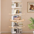 Rotating Bookshelf Tower,360° Rotating Bookshelf,66 inch High Small Space Revolving Bookcase, Suitable for Spinning Bookshelf Tower in Home and Office (White, 5 Tier, 16x16x66)