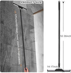 Floor Squeegee - 52 Inch Adjustable Long Handle 14.2 Inch Rubber Blade 180° Rotatable Head Heavy Duty Squeegee Broom for Floor Window Bathroom Tile Garage Concrete Shower Patio (Black)