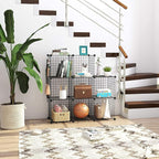 C&AHOME Wire Cube Storage, 8-Cube Organizer Metal C Grids Storage, Storage Bins Shelving, Modular Book Shelf, DIY Closet Cabinet Ideal for Living Room, Home, Office 24.8" L x 12.4" W x 48.4" H Black