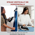 Step Up Iron - Self-Lifting Smart Iron with Ceramic Soleplate - Auto-Lift Safety & Smart Temp Technology for All Fabrics - Ironing Reimagined: Smart, Safe, and Effortlessly Fast