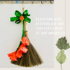 Set of 2 Brooms for Kid 12.6 inch & 16.54 inch - Vietnamese Natural Straw Soft Broom -Soft Bristle Brooms, Decorative Broom