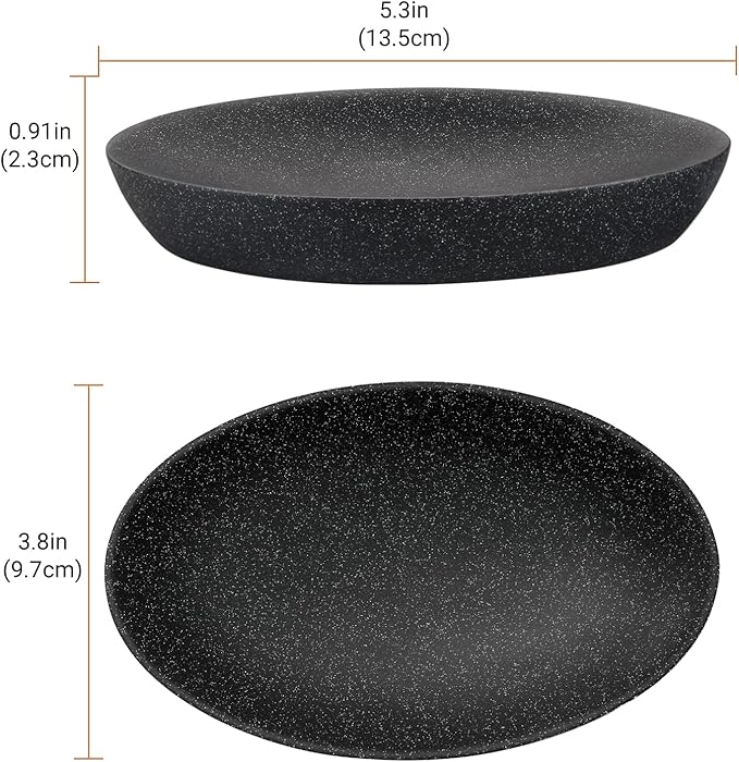 Shinowa Soap Dish, Resin Soap Saver Sponge Dish Tray Mini Storage Tray for Bathroom Bedroom Vanity Table Kitchen Counter-Top Organization, Gravel Black