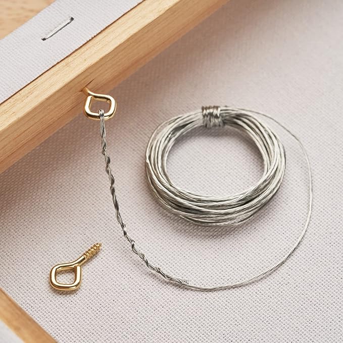 Picture and Mirror Hanging Kit Assortment – Hardware Supplies to Hang a Picture, Canvas, or Painting – Assortment of Hooks, Wire, Nails, and Sawtooth Hangers – Suitable for Drywall and Masonry Hanging