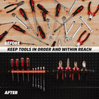 AIRTOON 10 PCS Screwdriver & Wrench Organizer, Plastic Rail Wrench Hanger with Clips, Pegboard Tool Holder, Wear Resistance Improved