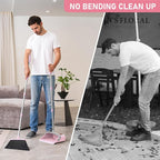 Broom and Dustpan Set, 54” Long Adjustable Handle Broom with Dustpan Combo Set Heavy Duty with Dust Pan Teeth to Clean Hair for Home Lobby Office (Medium Pink)