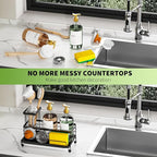 Cisily Large Capacity Kitchen Sink Caddy Organizer, Rustproof Non-Slip Sponge Holder With Dish Brush Holder Organizer, Kitchen Organization and Storage, Essentials Accessories for Countertop