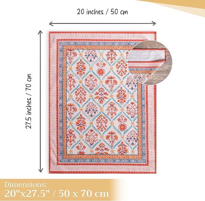 Maison d' Hermine Kitchen Towels Set of 3 100% Cotton 27.50" x 20" Reusable Cloth Tea Dish Towels Absorbent with Hanging Loop for Kitchen, Home, Dining, Cocktail Parties (Romane)