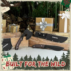 WORKPRO Axe and Fixed Blade Knife Combo Set, Full Tang, Wood Handle, for Outdoor Camping Survival Hunting, Sheath Included
