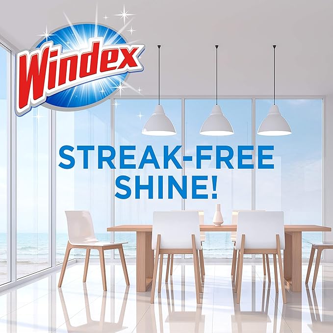 Windex Glass Cleaning Wipes, Pre-Moistened Glass and Surface Wipes to Clean Home Surfaces, Household Essentials, Original Scent, 38 Count (Pack of 6)