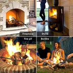 26" Fireplace Fire Pit Tongs & 32" Fire Pit Poker, Fireplace Wood Stove Firewood Tongs, Black Heavy Duty Wrought Iron Log Grabber Fire Pit Tools for Campfire, Fireplace, Bonfires, Indoor&Outdoor Use