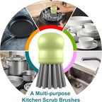 Mini Dish Brush for Cleaning Chicken Shredder, Palm Brush Dish Scrubber with Ergonomic Grip, Kitchen Brush for Washing Dishes, Pans, Pots, Sink (4, Matcha)