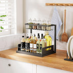 VUSIGN Under Sink Organizers Storage, 2 Tier Under Cabinet Organizer Shelf, Pull Out Kitchen Bathroom Sink Organizer Storage Organization, 2 Pack Black