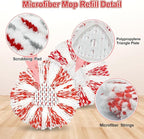 3 Pack Upgraded Deep Clean Refill Compatible with O Ceda EasyWring Spin Mop & Bucket System Microfiber Mop Heads Refill for Oceda Easywring 1 Tank Spin Mop System, 40% More Cleaning Power, Scrub Pad
