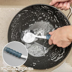 Stainless Steel Scrubber Dish Brush with Handle, Kitchen Steel Wool Pot Scrubber Metal Scrubber Dish Scrub Brush, Steel Scrubbers for Cleaning Dishes Pots, Pans, Grills, Sinks, Dishwashing Supplies